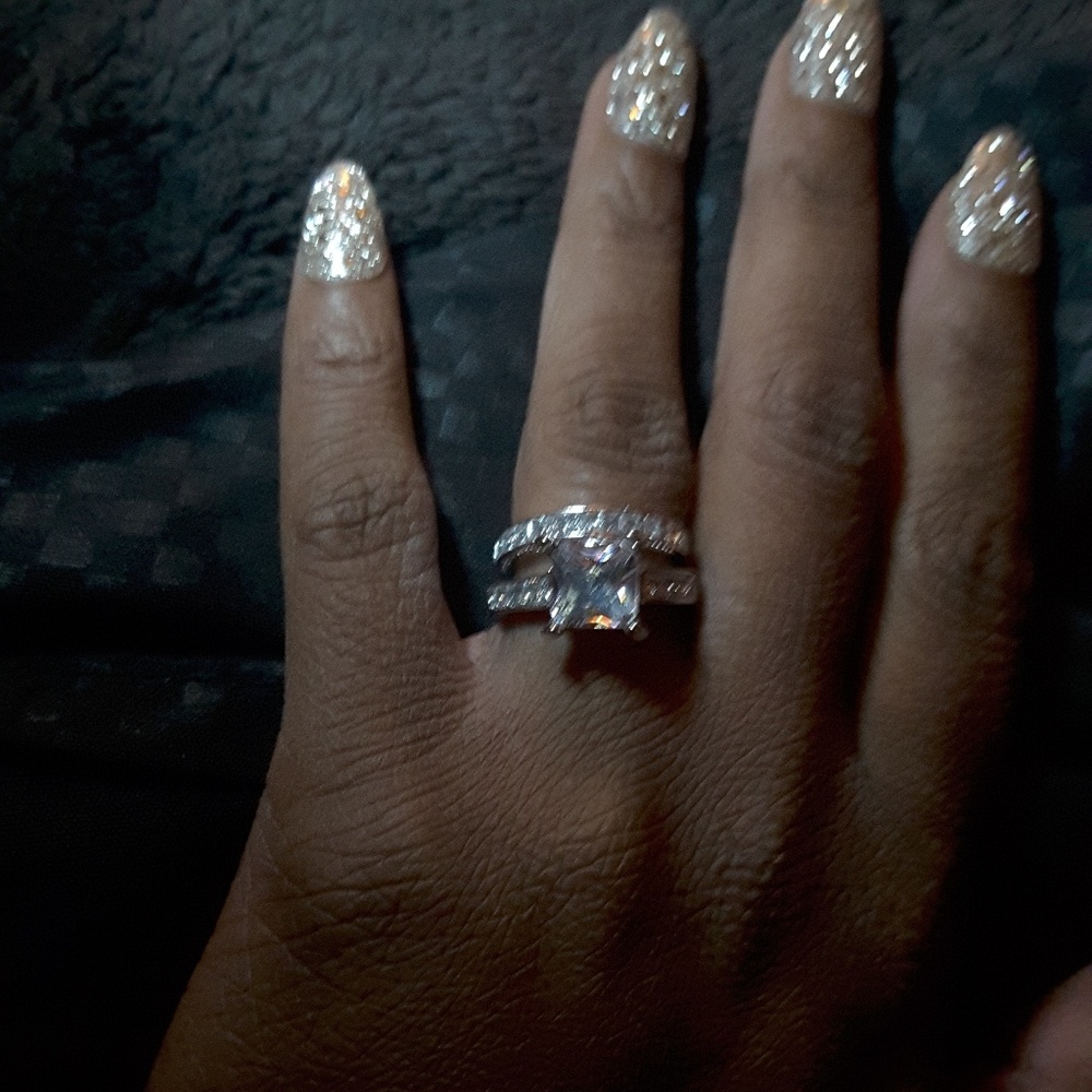 Sterling silver wedding set